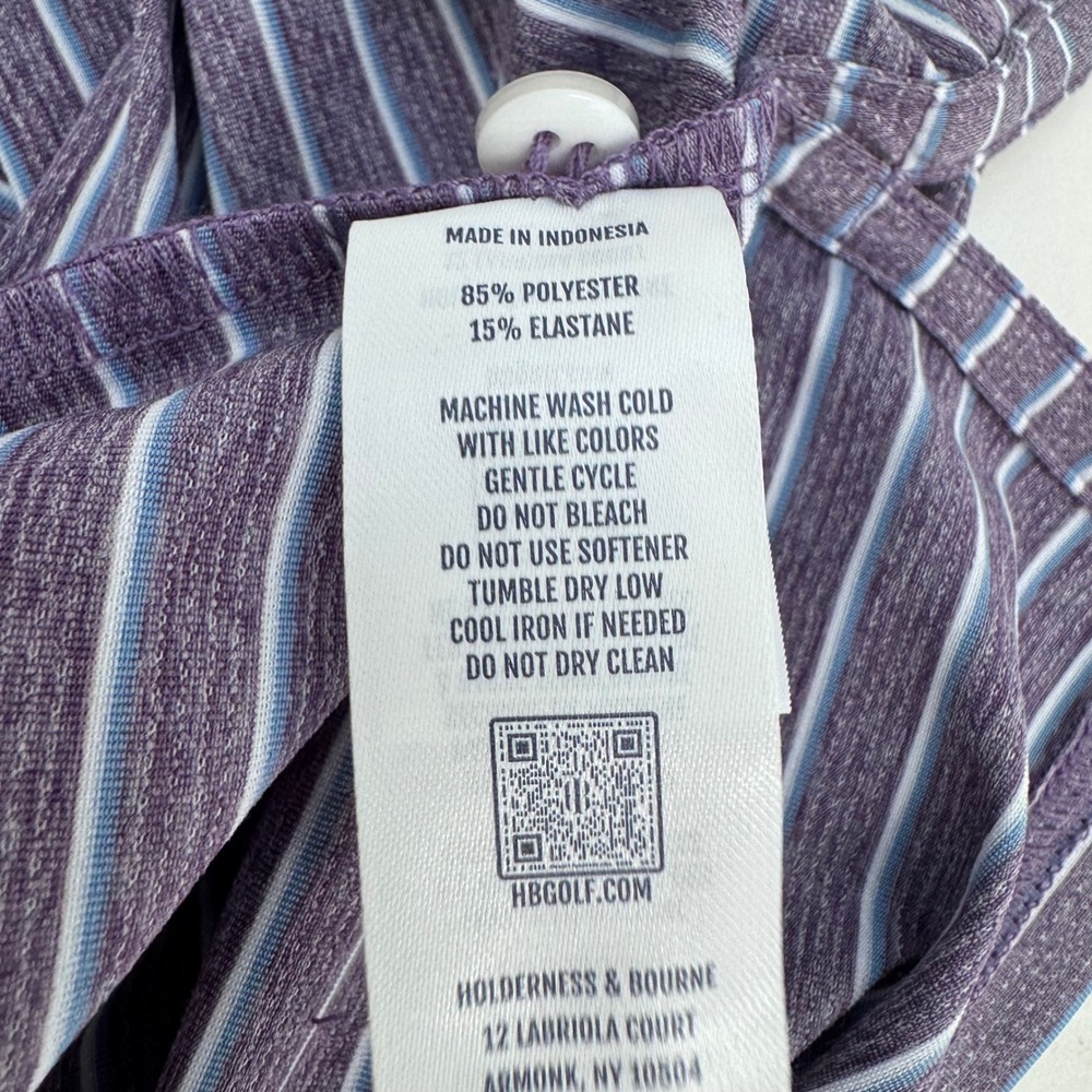 NWT Holderness & Bourne Polo The Springer Shirt Purple Stripe Airation SMALL - Picture 6 of 8